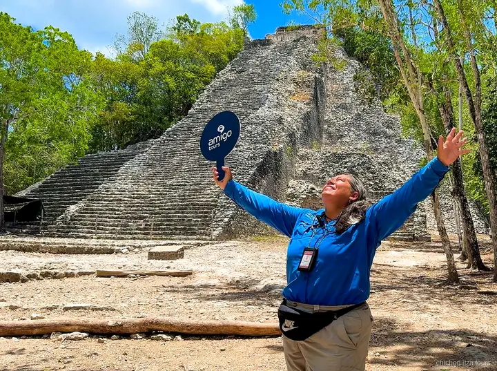 Nohoch Mul pyramid at Coba on the Coba and Chichen Itza ruins tour